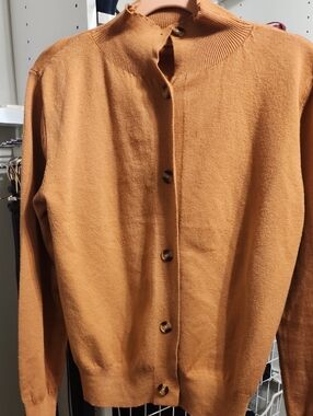 Caramel Button-Up Knit Cardigan